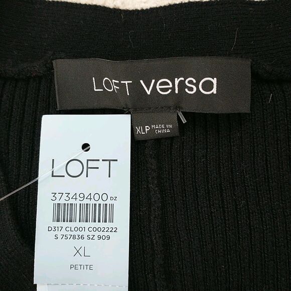 Loft Versa Sweater Maxi Dress PXL Petite Black Rib Knit V Neck A Line Button New - Picture 9 of 11